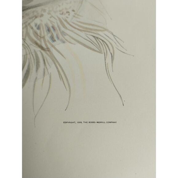 Harrison Fisher Girl in WHITE SCARF 1909 Antique Art Deco Print - Picture 5 of 7